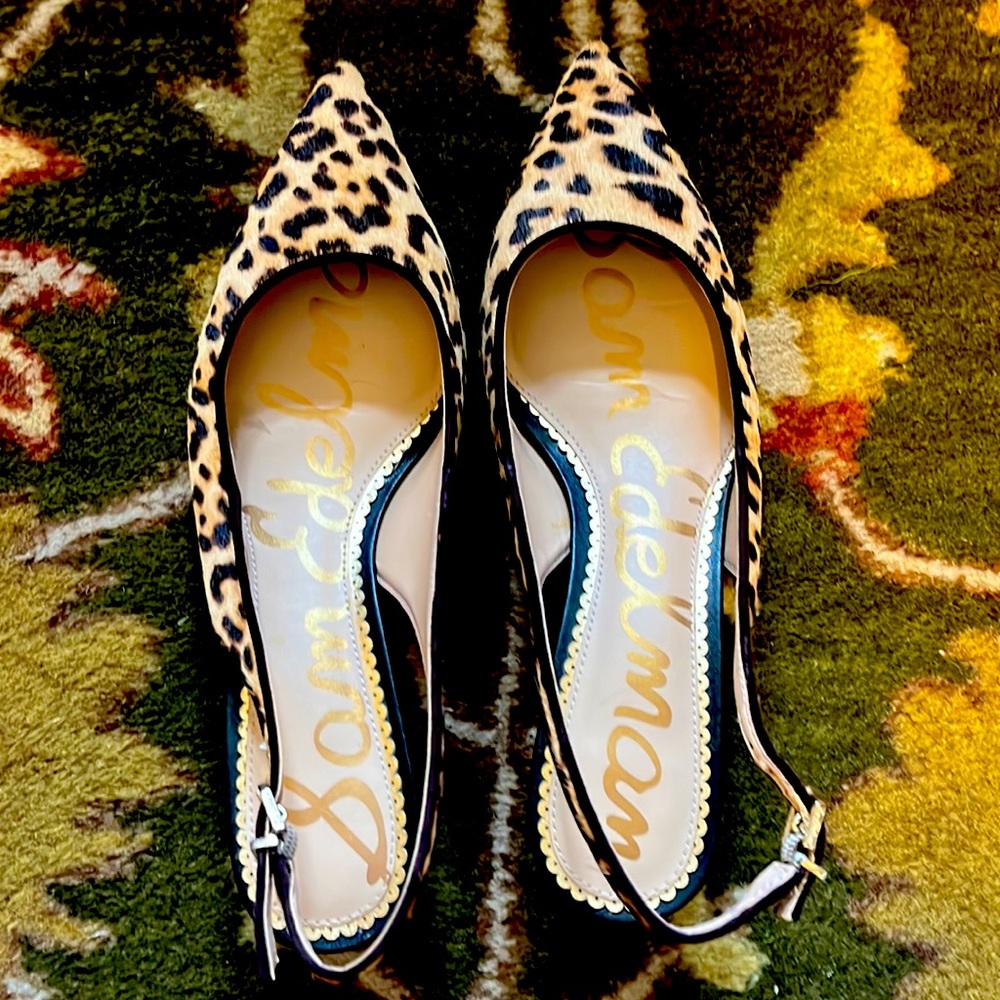 Sam Eldelman leopard hair kitten heels